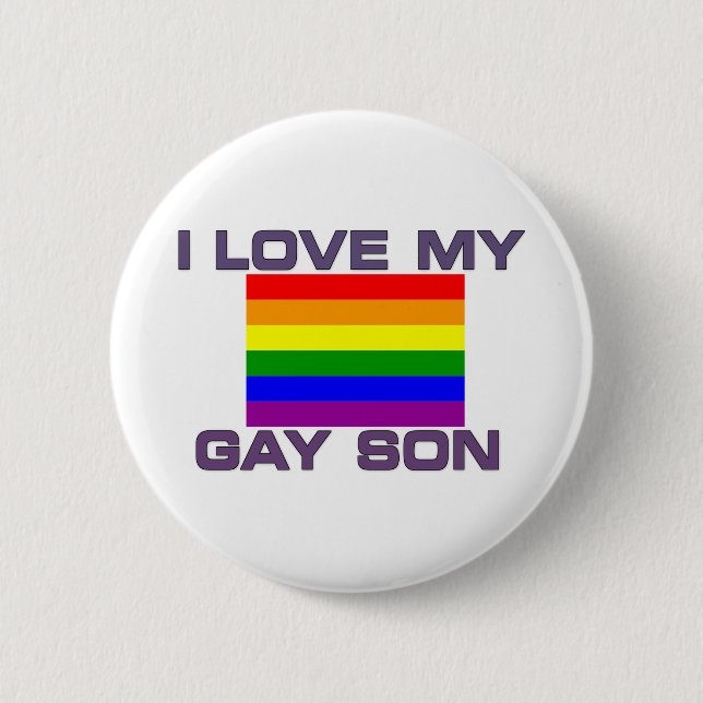 Gay Pride I Liebe My Gay Son Button (Vorderseite)