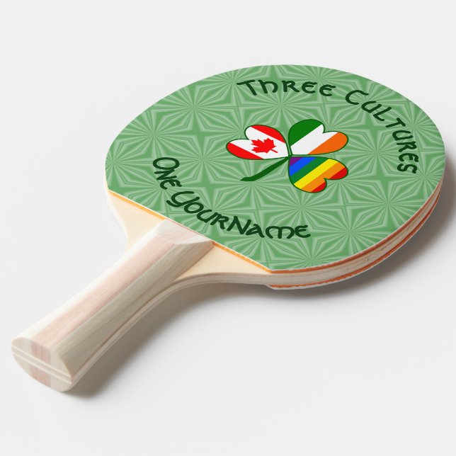 Gay Pride Ireland Canada Kleeblatt Flag personalis Tischtennis Schläger (Vorderseite)