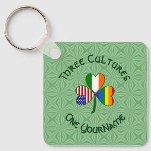 Gay Pride Irish American Flag Kleeblatt personalis Schlüsselanhänger