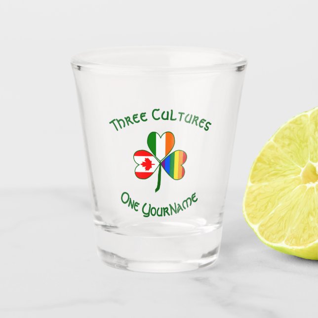Gay Pride Irish Canadian Flag Kleeblatt Personaliz Schnapsglas (Vorderseite)