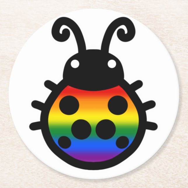 Gay Pride Ladybug Coaster Runder Pappuntersetzer (Vorderseite)