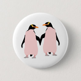 Gay Pride Lesbian Penguins Holding Hands Button