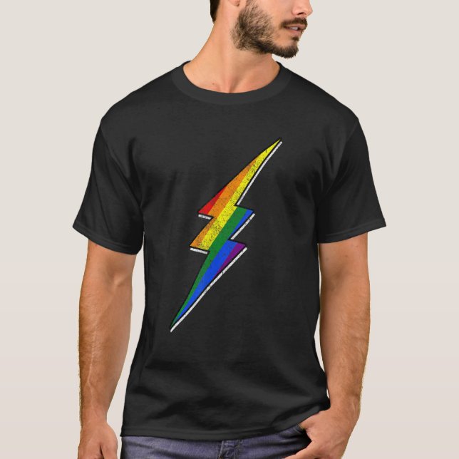 Gay Pride Lgbt Bisexual Boys Men Thunder Blitz T-Shirt (Vorderseite)