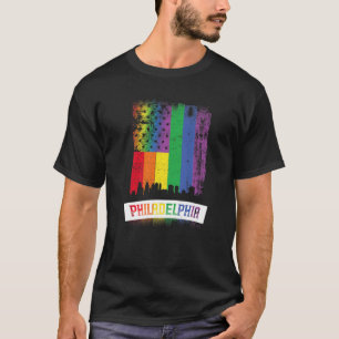 Gay Pride Lgbt Lgbtq Rainbow City Skyline Philadel T-Shirt
