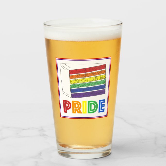 Gay Pride LGBT Rainbow Wedding Layer Cake Slice Glas (Vorne (Gefüllt))