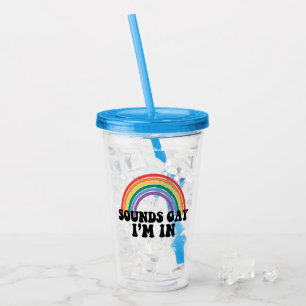 Gay Pride LGBT Regenbogenklänge Gay Ich bin dabei  Acryltrinkbecher