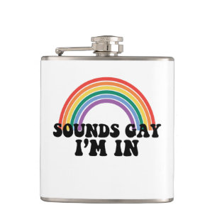 Gay Pride LGBT Regenbogenklänge Gay Ich bin dabei  Flachmann