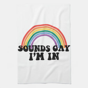 Gay Pride LGBT Regenbogenklänge Gay Ich bin dabei  Geschirrtuch
