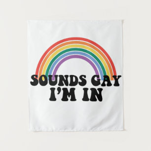 Gay Pride LGBT Regenbogenklänge Gay Ich bin dabei  Wandteppich