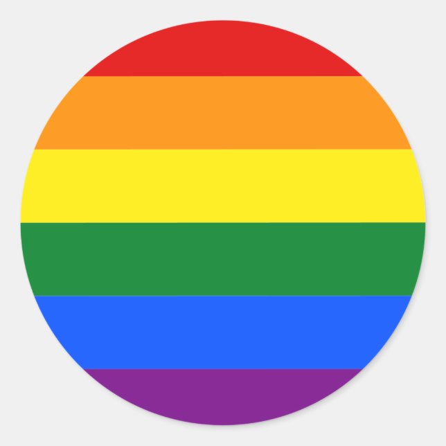 Gay Pride LGBT Regenbogenstreifen farbig Runder Aufkleber (Vorderseite)