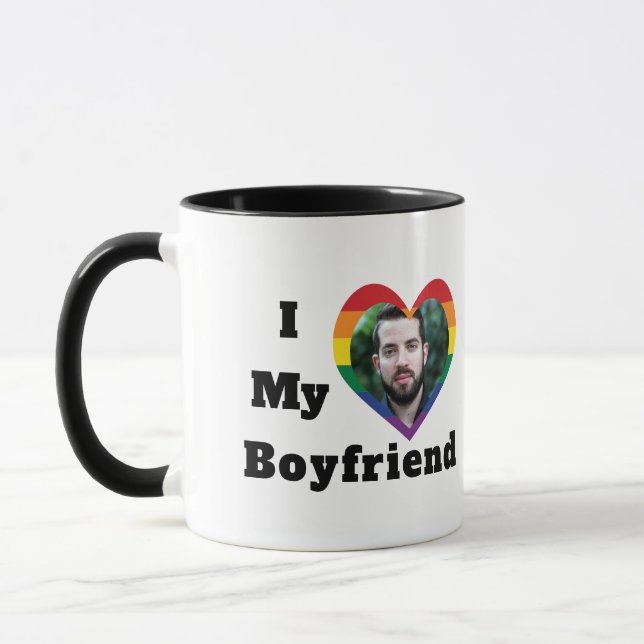 Gay Pride LGBTQ Benutzerdefiniertes Foto I Liebe M Tasse (Links)