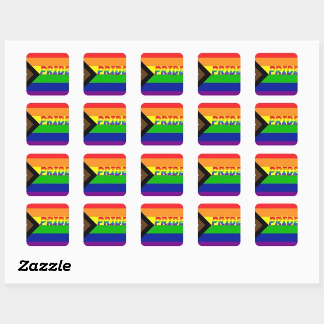 Gay Pride-LGBTQ+-Fortschrittsanzeiger Quadratischer Aufkleber (Blatt)