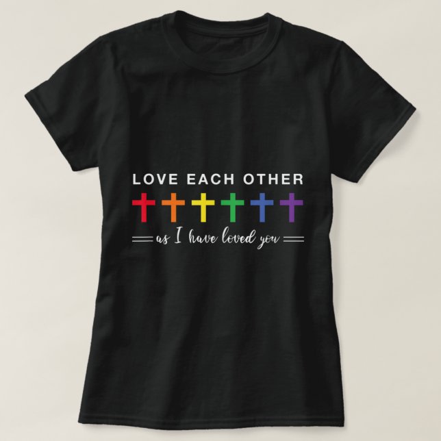 Gay Pride LGBTQ Rainbow Christliche Kreuze Liebe E T-Shirt (Design vorne)