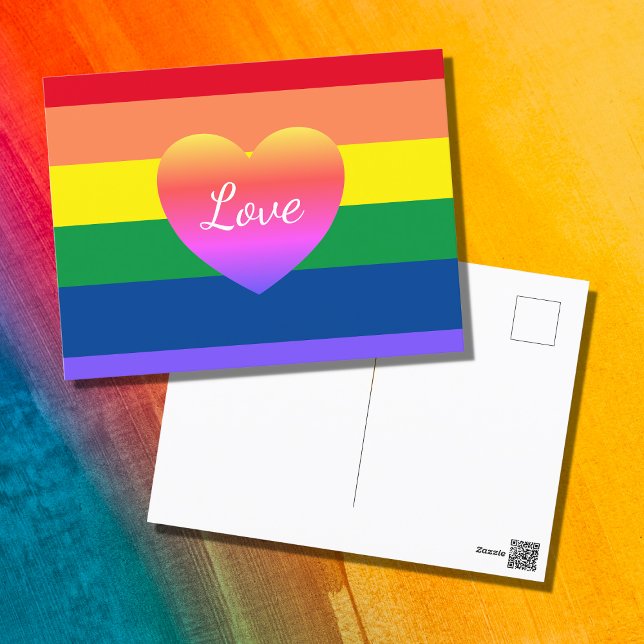 Gay Pride LGBTQ Rainbow Farbiges Herz Postkarte (Von Creator hochgeladen)