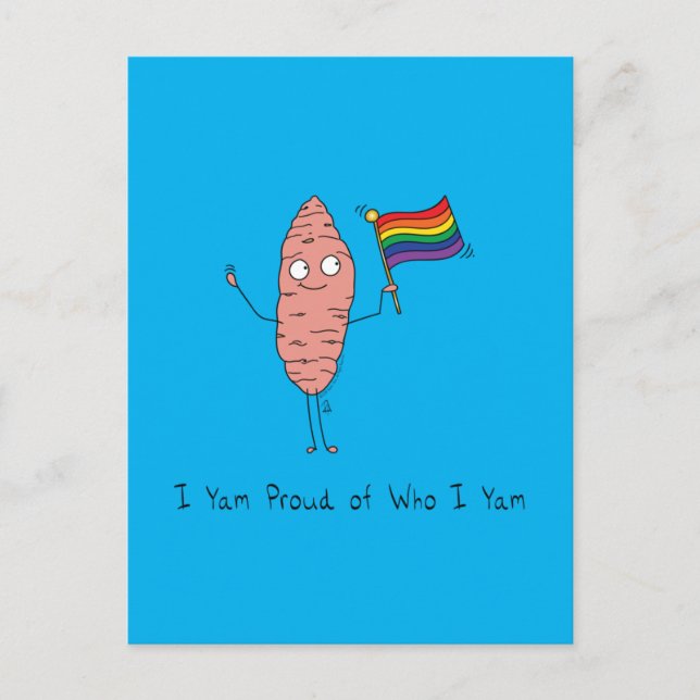 Gay Pride LGBTQ Yam Ich bin stolz Postkarte (Vorderseite)
