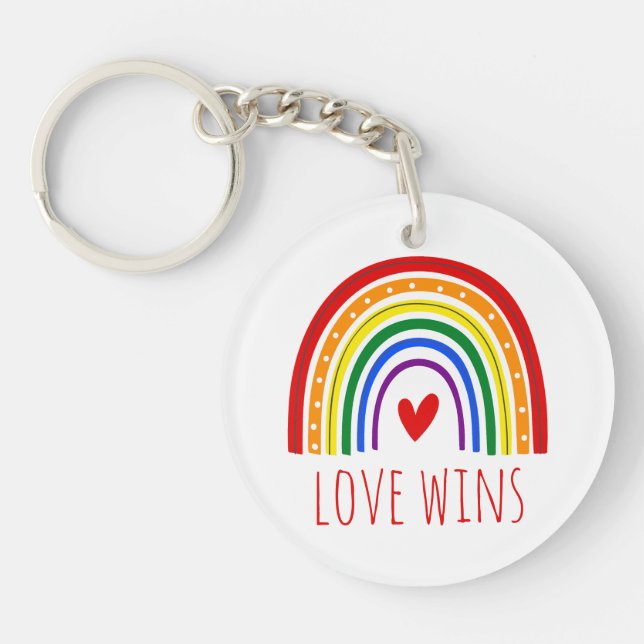 Gay Pride Liebe gewinnt Rainbow LGBT Schlüsselanhänger (Vorderseite)