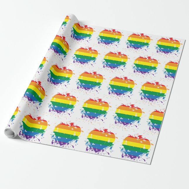 Gay Pride Liebe Herz Geschenkpapier (Ungerollt)
