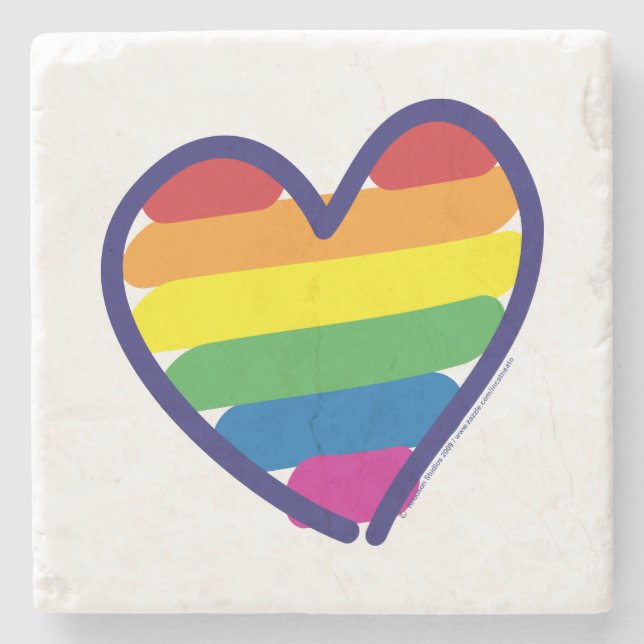 Gay Pride Liebe Herz Steinuntersetzer (Vorderseite)