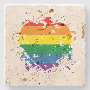 Gay Pride Liebe Herz Steinuntersetzer