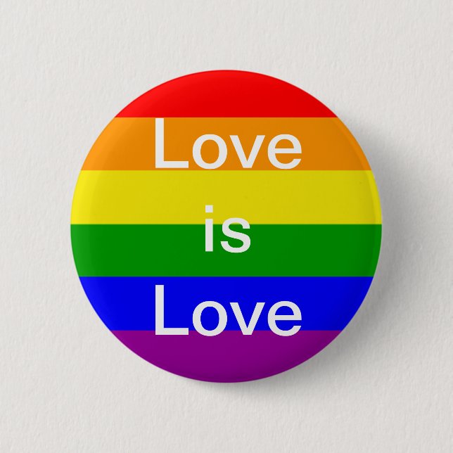 Gay Pride Liebe ist Liebe Regenbogenflagge Button (Vorderseite)