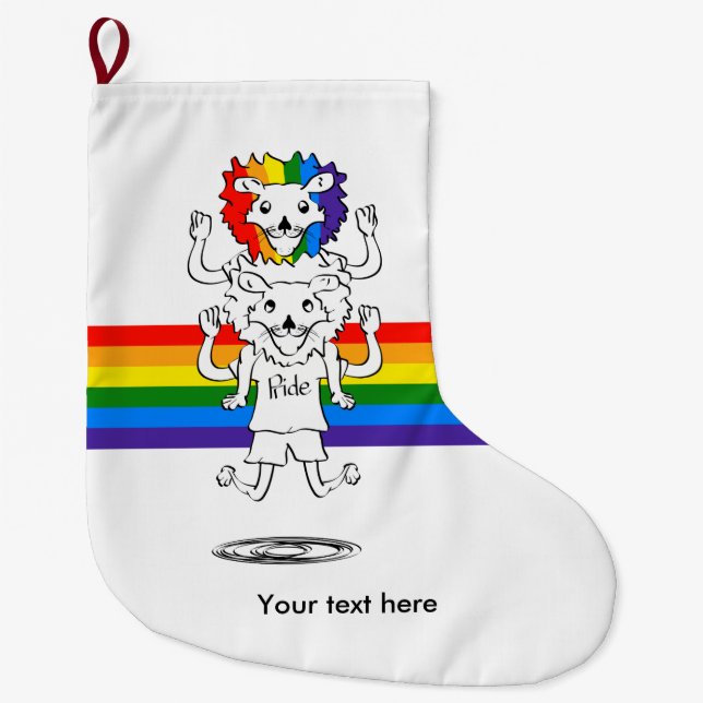 Gay Pride Lion Funny Cartoon Großer Weihnachtsstrumpf (Vorderseite)