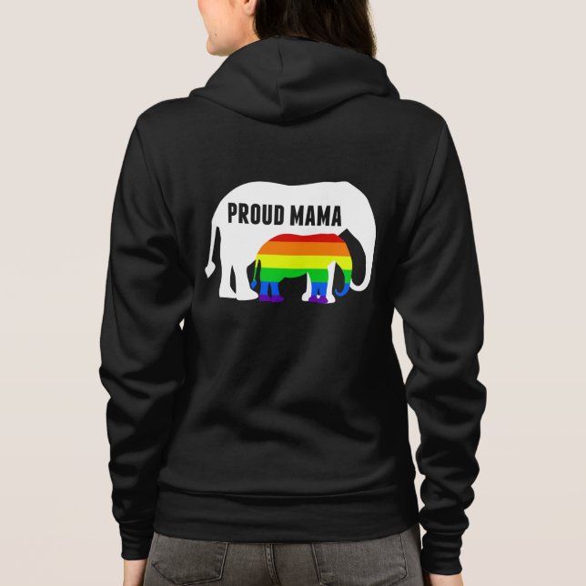 Gay Pride Mama Proud Mama Elephant Rainbow LGBTQ Hoodie (Rückseite)