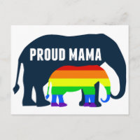 Gay Pride Mama Proud Mama Elephant Rainbow LGBTQ