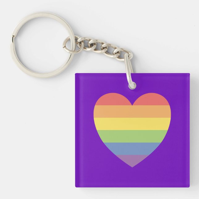 Gay Pride Merch Rainbow Heart LGBTQ Schlüsselanhänger (Vorderseite)