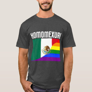 Gay Pride Mexican Rainbow Flag Proud Homosexuelle T-Shirt