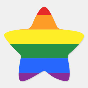 Gay Pride Monat LGBT Regenbogenstreifen farbig Stern-Aufkleber
