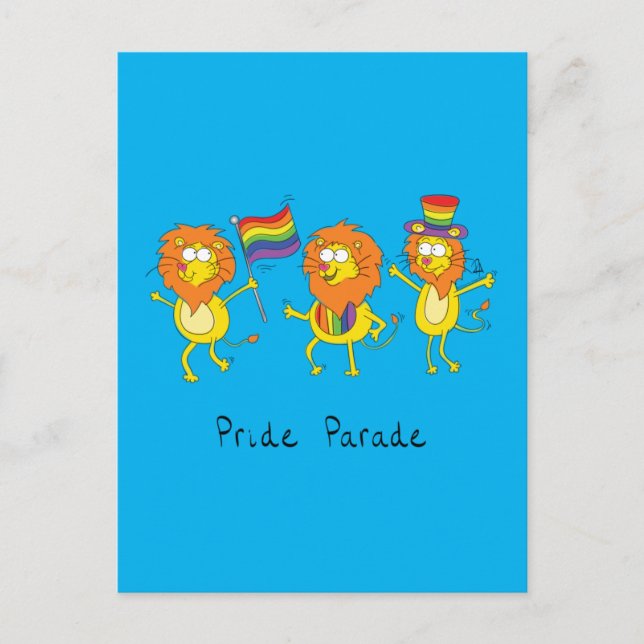 Gay Pride Parade LGBTQ Löwen Große Katzen Postkarte (Vorderseite)
