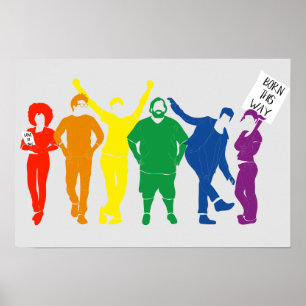 Gay Pride Parade Rainbow-Farbige Menschen Poster