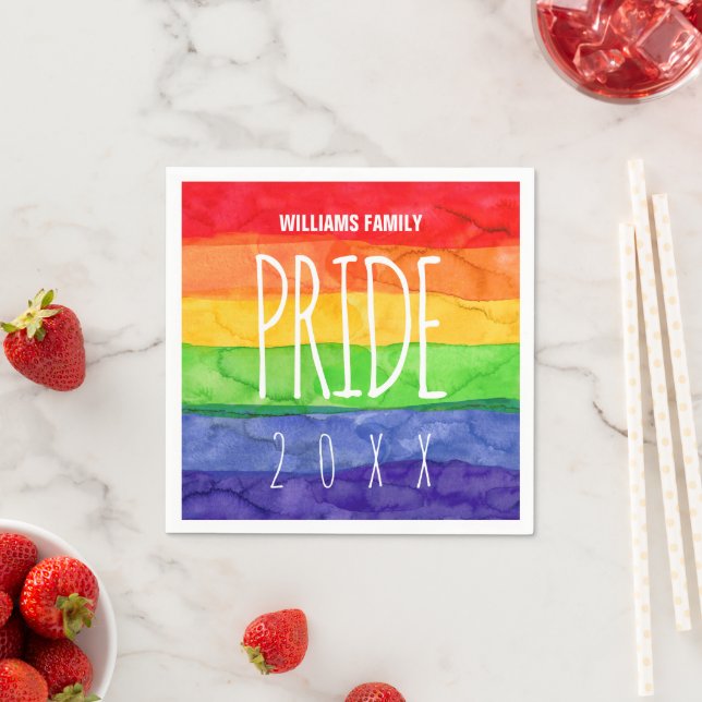 Gay Pride Party Wasserfarbe Regenbogenpapier Napki Serviette (Beispiel)