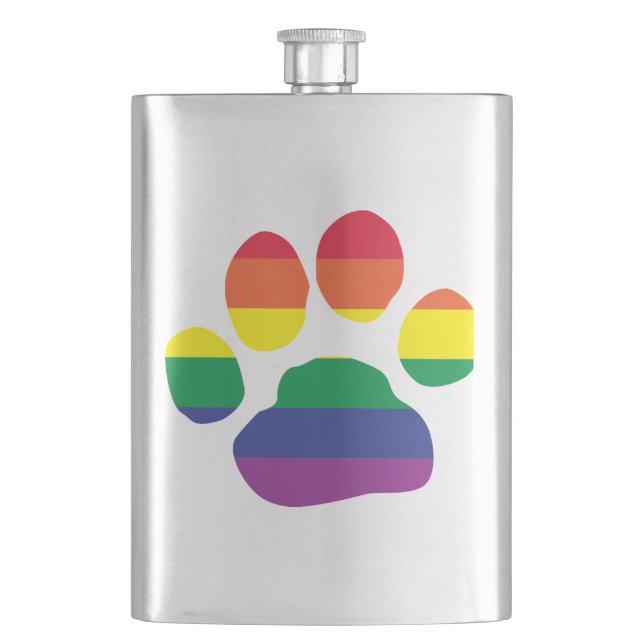 Gay-Pride-Paw-Print Flachmann (Vorderseite)