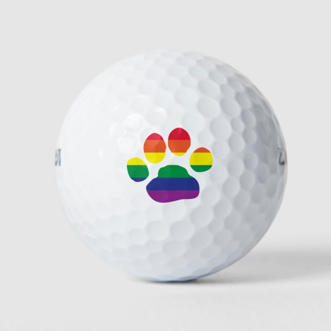 Gay-Pride-Paw-Print Golfball (Vorderseite)