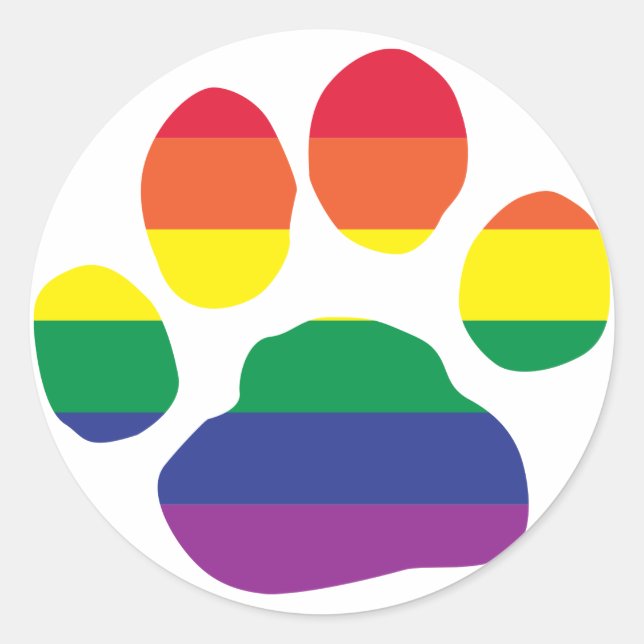 Gay Pride Paw Print Runder Aufkleber (Vorderseite)