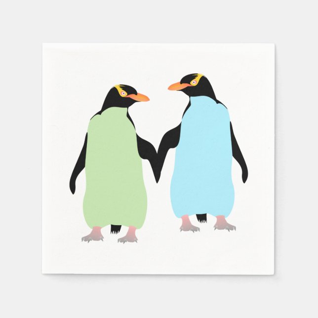 Gay Pride Pinguine halten Hände Serviette (Vorderseite)