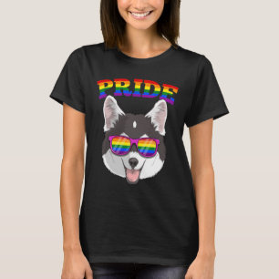 Gay Pride Pomsky Dog Husky Gemischter Spitz mit l T-Shirt