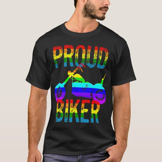 Gay Pride Proud Biker T-Shirt (Vorderseite)