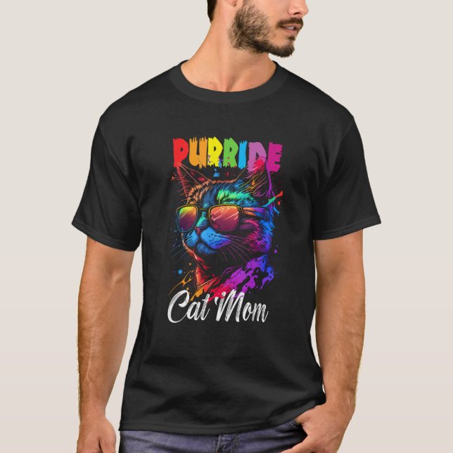 Gay Pride Purride Cat Mother LGBT Pride Month Cute T-Shirt (Vorderseite)