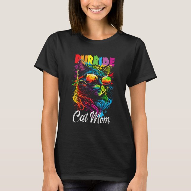 Gay Pride Purride Cat Mutter LGBT Monat Niedlich T-Shirt (Vorderseite)