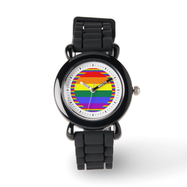 Gay Pride Rainbow Armbanduhr (Vorderseite)