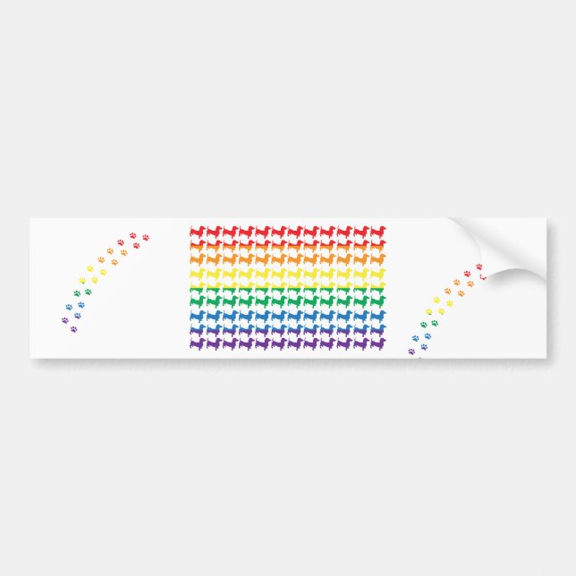 Gay Pride Rainbow-Dackeln Autoaufkleber (Vorne)