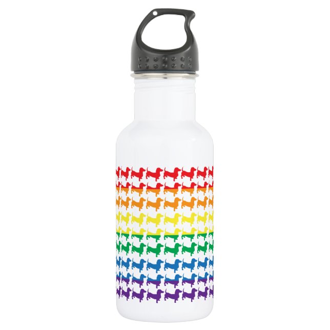 Gay Pride Rainbow-Dackeln Edelstahlflasche (Vorderseite)