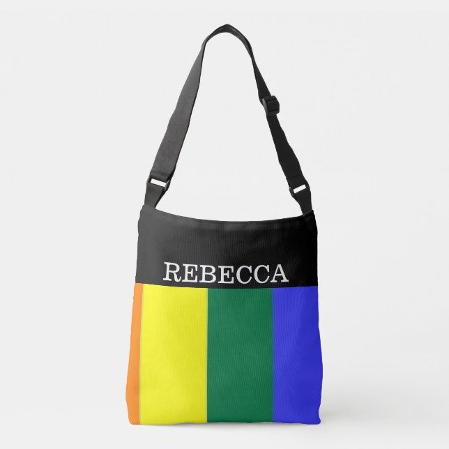 Gay Pride Rainbow Einzigartig Personalisiert Tragetaschen Mit Langen Trägern (Vorderseite)