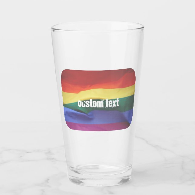 Gay Pride Rainbow Flag Benutzerdefinierter Text Glas (Vorderseite)