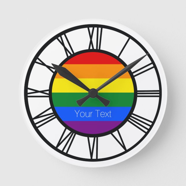 Gay Pride Rainbow Flag LGBT Personalized Runde Wanduhr (Vorderseite)