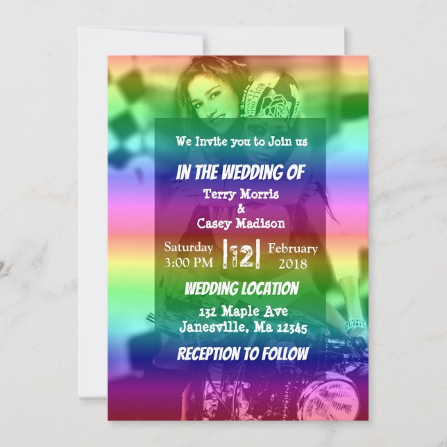 Gay Pride Rainbow Foto Hochzeitseinladungen Einladung (Vorderseite)