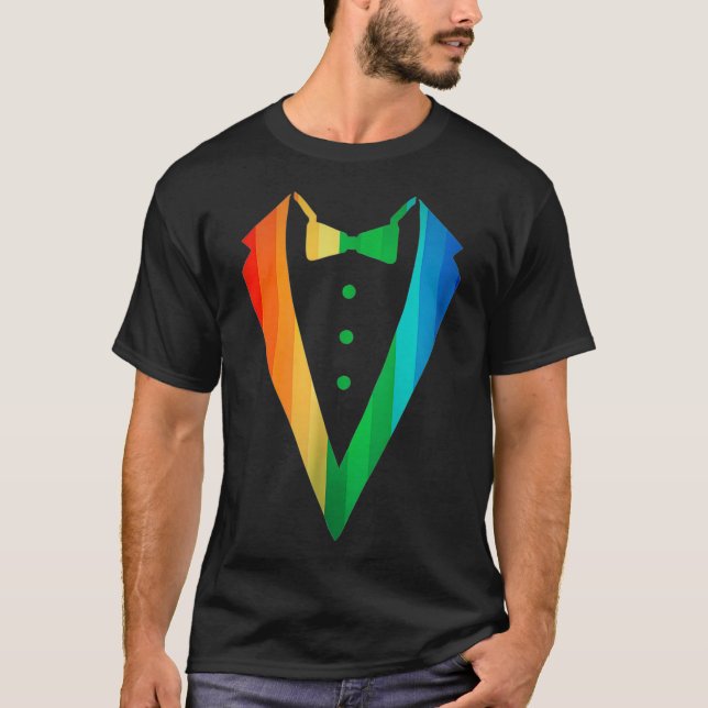 Gay Pride Rainbow Graphic Tuxedo Men Women  T-Shirt (Vorderseite)