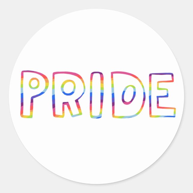 GAY PRIDE Rainbow Handlettern Blatt Set von Runder Aufkleber (Vorderseite)